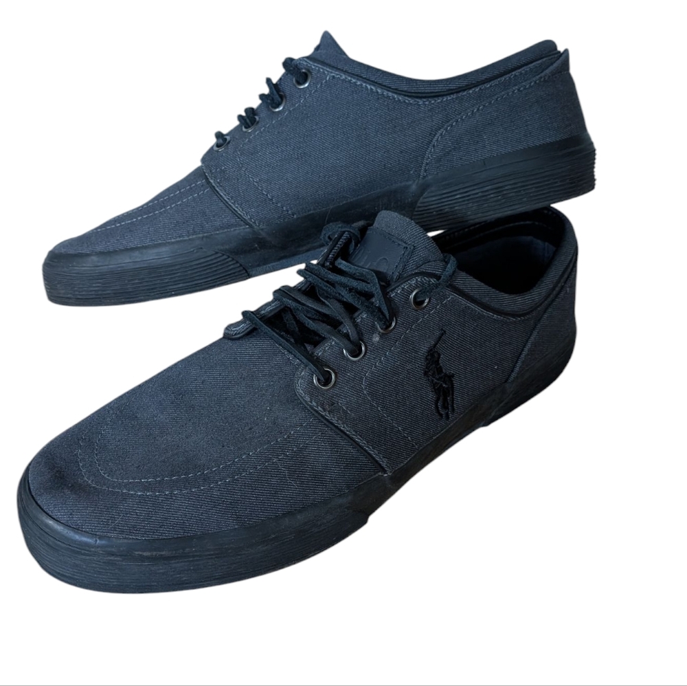 Ralph Lauren Polo Oxford Shoes Denim Mens Size 10.5 D Grey And Black